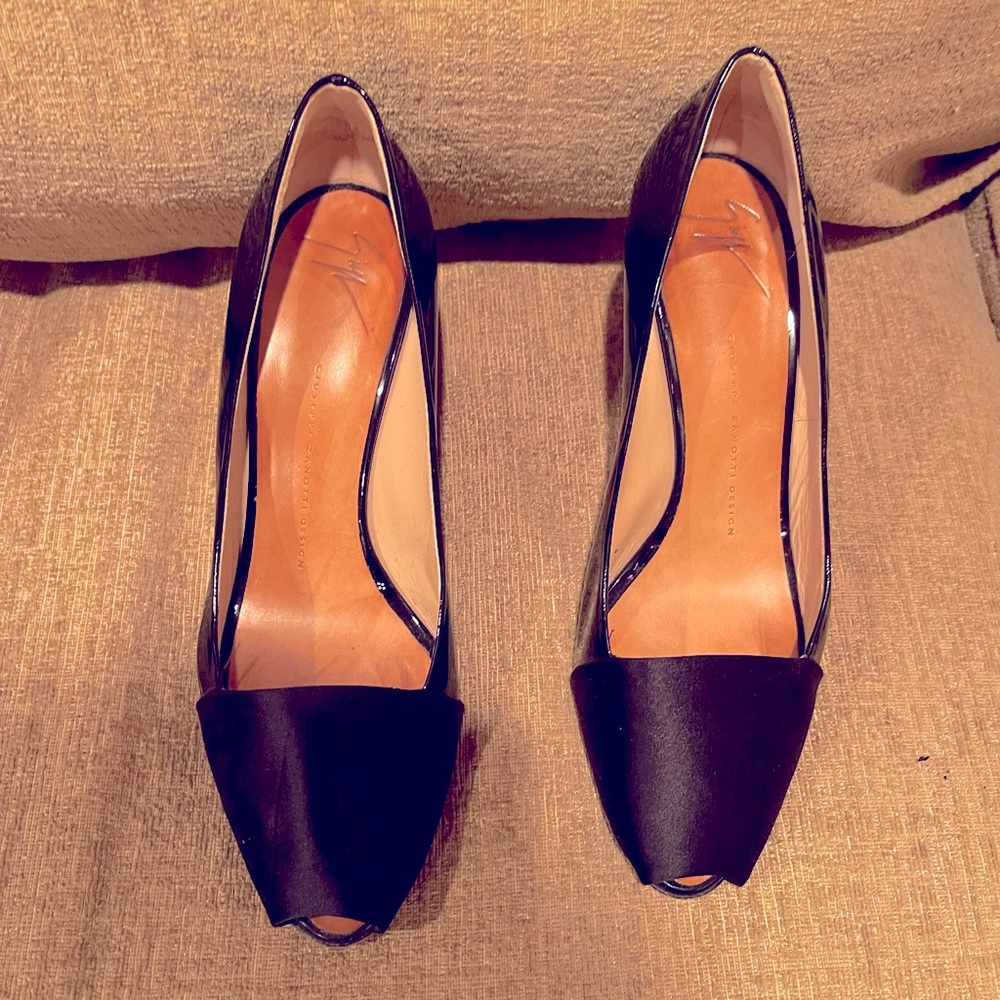 Patent  leather and Satin heels